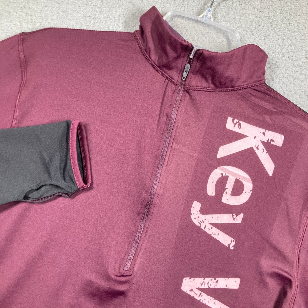 Key West 1/4 Zip Pullover Shirt Women L Maroon Lightweight Long Sleeve Thumbhole